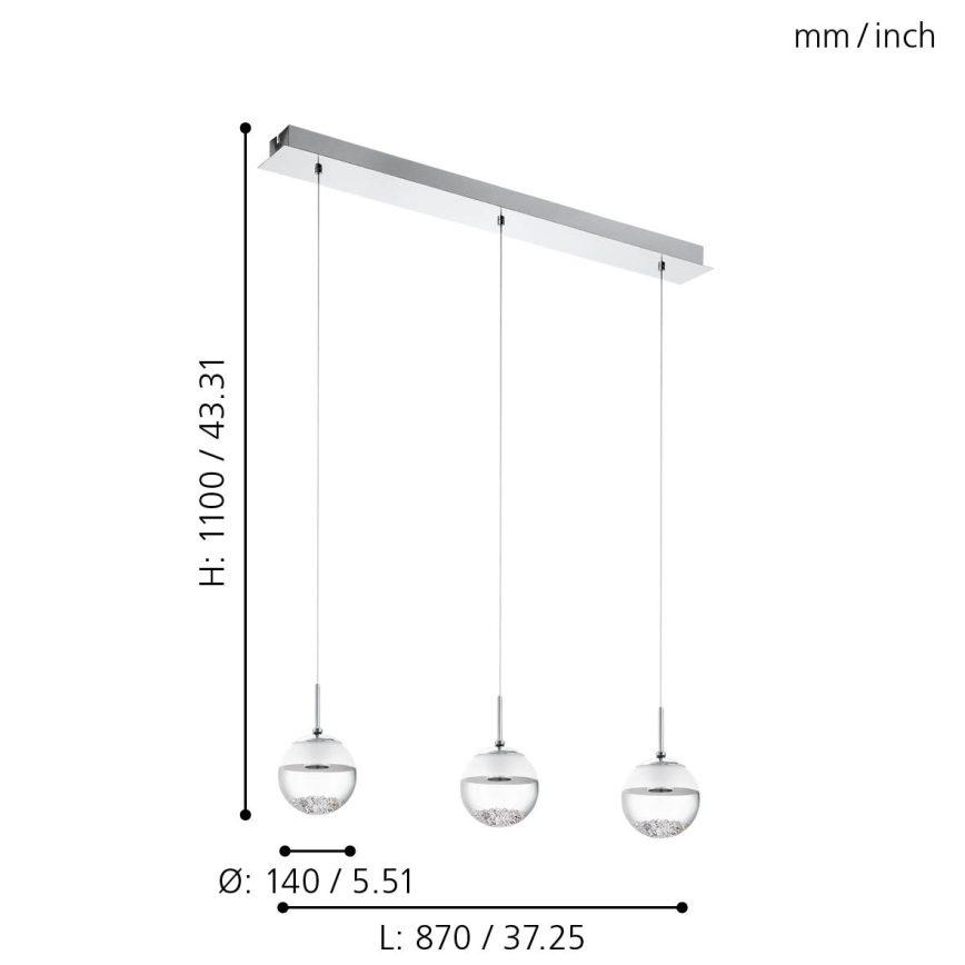 Eglo 93784 - LED Viseća lampa MONTEFIO 1 3xLED/5W/230V