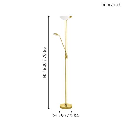 Eglo - LED Prigušiva podna lampa LED/20W + LED/2,5W mesing