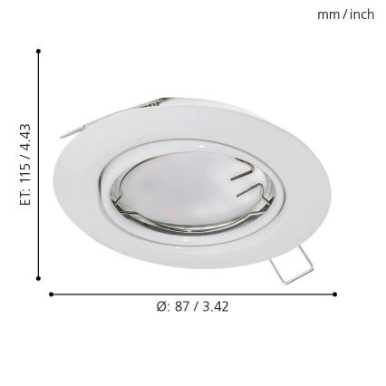 Eglo - Set 3x LED Ugradna lampa PENETO 3xGU10-LED/5W/230V