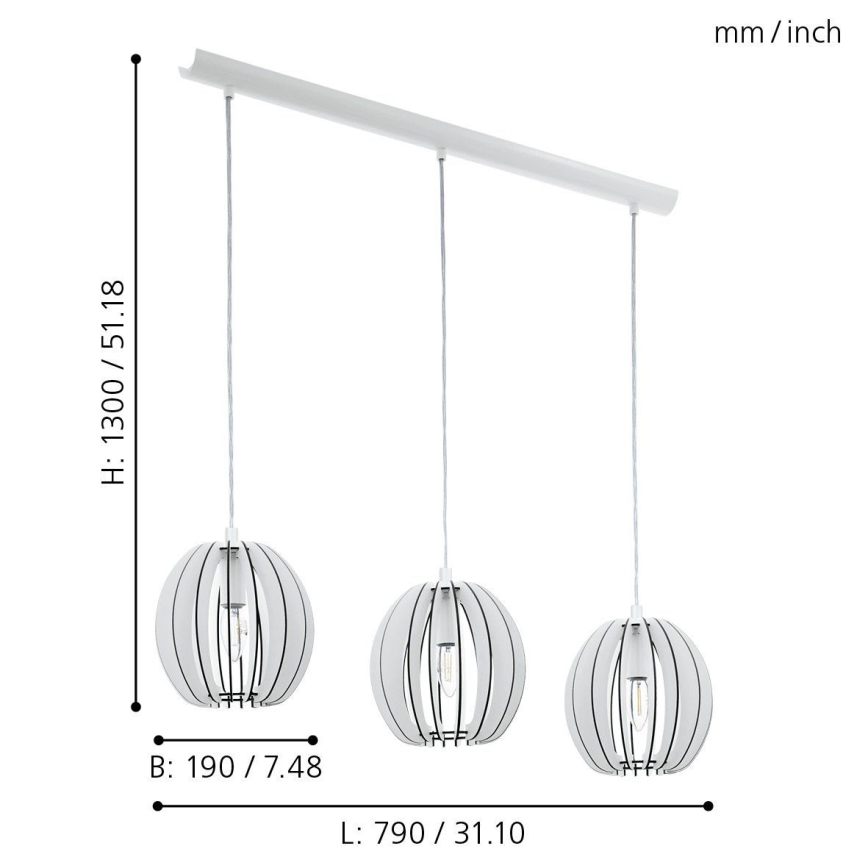 Eglo 94444 - Luster COSSANO 3xE14/40W/230V