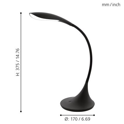 Eglo - LED stona lampa za prigušivanje 1xLED/4,5W/230V crno