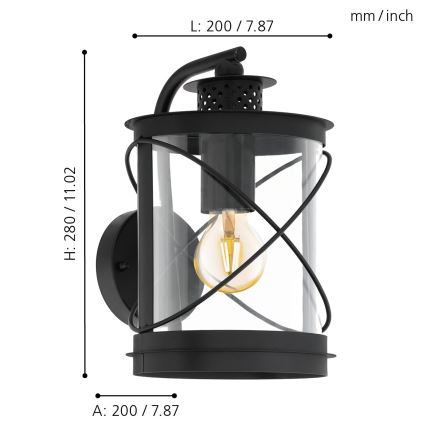 Eglo - Spoljna svetiljka 1xE27/60W/230V IP44