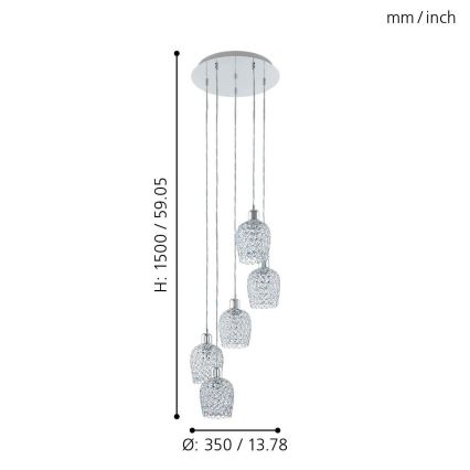 Eglo - Luster na sajli 5xE27/60W/230V