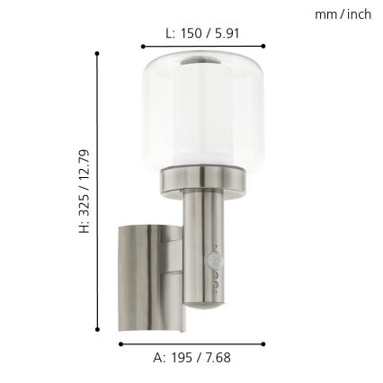 Eglo - Spoljašnja zidna lampa sa senzorom 1xE27/40W IP44