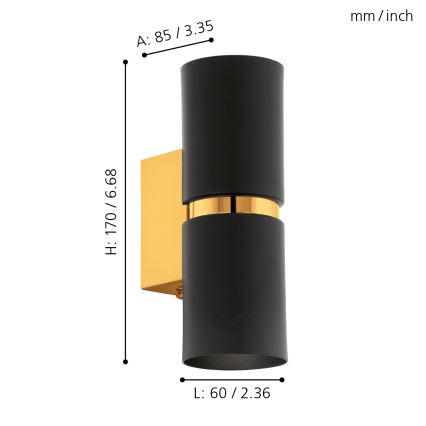 Eglo - LED zidna lampa 2xGU10-LED/4W/230V