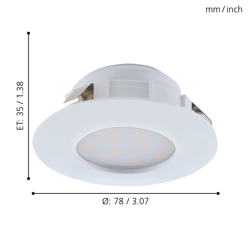 Eglo - Set 3x LED Ugradbena lampa za kupatilo PINEDA 1xLED/4,9W/230V IP44