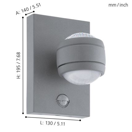 Eglo - LED Zidno spoljašnje osvetljenje sa senzorom 2xLED/3,7W IP44
