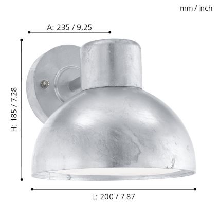 Eglo - Spoljašnja zidna lampa 1xE27/60W IP44