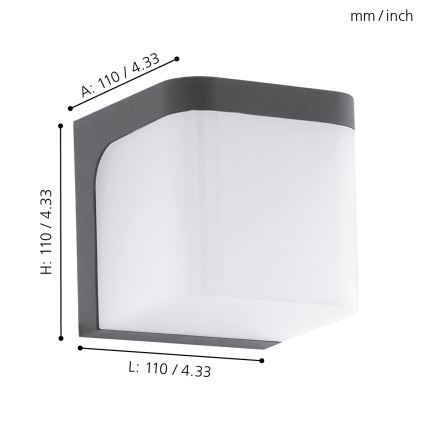 Eglo - LED Spoljna zidna lampa LED/4,9W/230V IP44