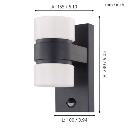 Eglo - LED Zidno spoljašnje osvetljenje sa senzorom 2xLED/6W IP44