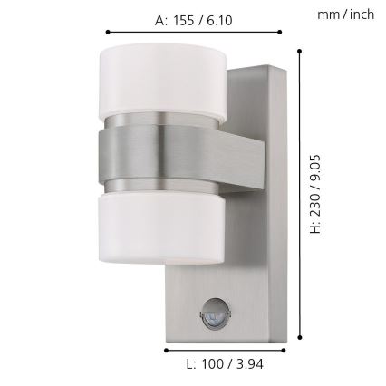 Eglo - LED Zidno spoljašnje osvetljenje sa senzorom 2xLED/6W IP44