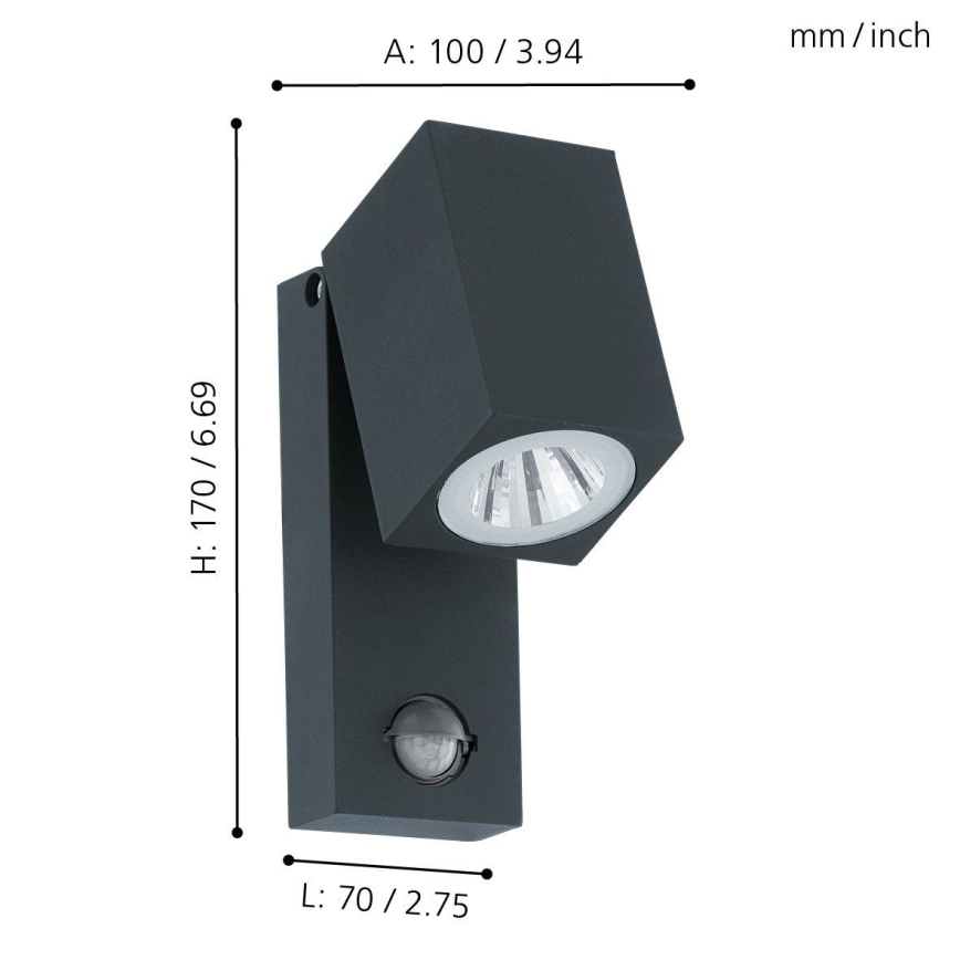 Eglo - LED spoljna zidna lampa sa senzorom LED/5W/230V IP44