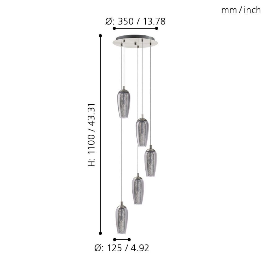 Eglo 96345 - LED luster na sajli FARSALA 5xG9/2,5W/230V