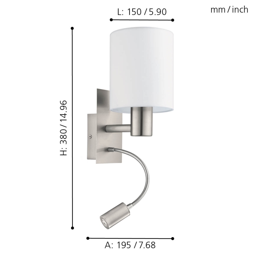Eglo - LED Zidna lampa 1xE27/40W+LED/3,8W bela