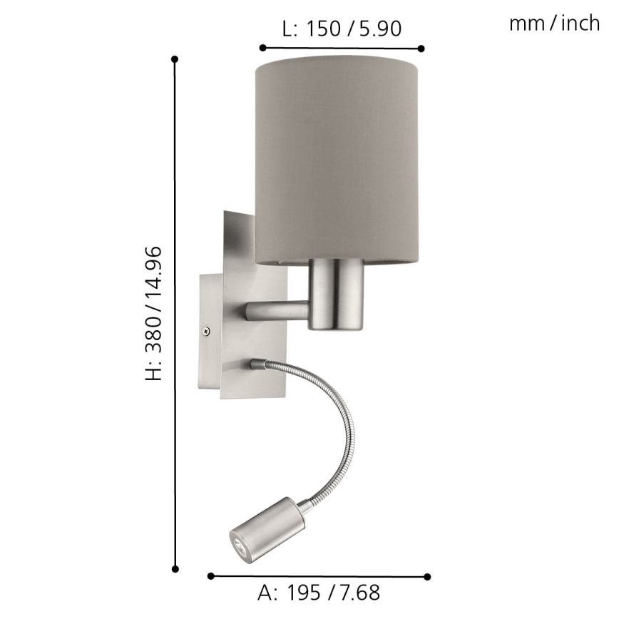 Eglo - LED Fleksibilna lampa 1xE27/40W+LED/3,8W bež