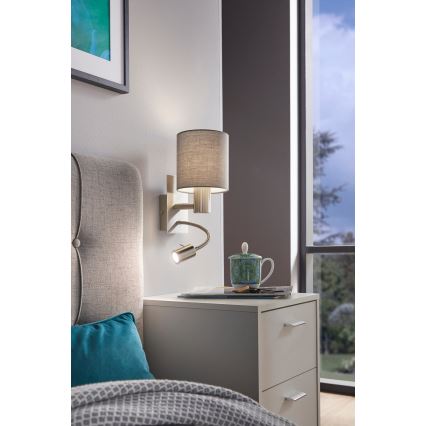 Eglo - LED fleksibilna svetiljka 1xE27/40W+LED/3,8W siva