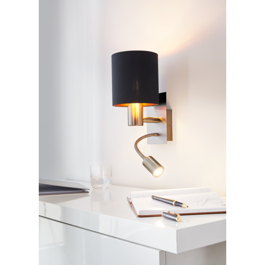 Eglo - LED Zidna lampa 1xE27/40W+LED/3,8W crno