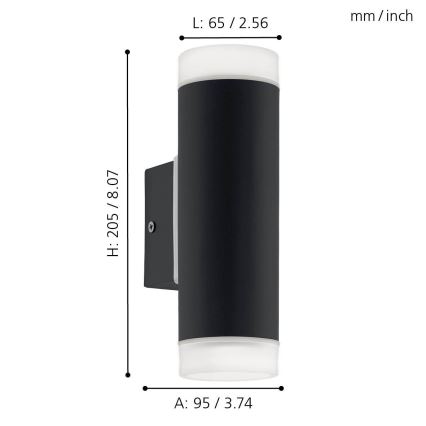 Eglo - LED Spoljna zidna lampa 2xGU10/5W IP44