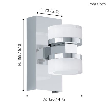 Eglo - LED Prigušiva zidna lampa za kupaonicu 2xLED/7,2W/ IP44