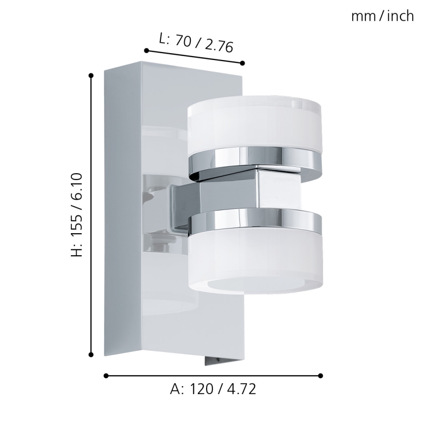 Eglo - LED Prigušiva zidna lampa za kupaonicu 2xLED/7,2W/ IP44