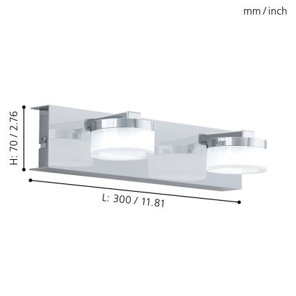 Eglo - LED Prigušiva zidna lampa za kupaonicu 2xLED/7,2W/ IP44