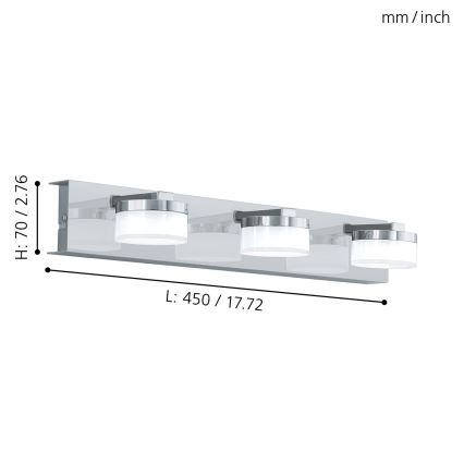Eglo - LED Prigušiva zidna lampa za kupaonicu 3xLED/7,2W/ IP44