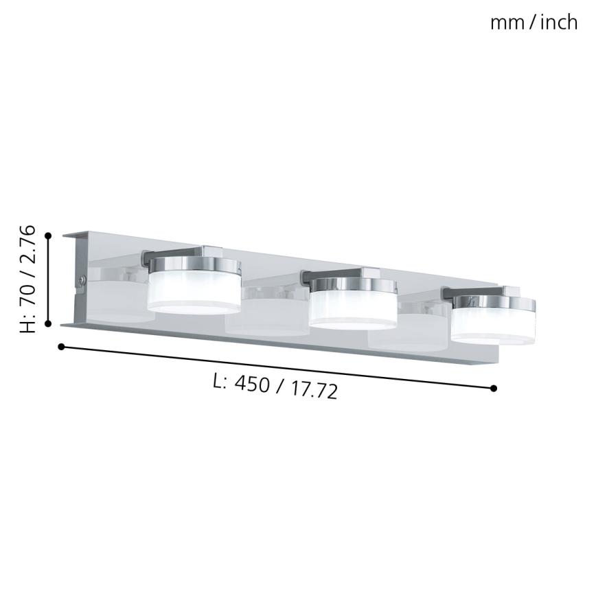 Eglo - LED Prigušiva zidna lampa za kupaonicu 3xLED/7,2W/ IP44