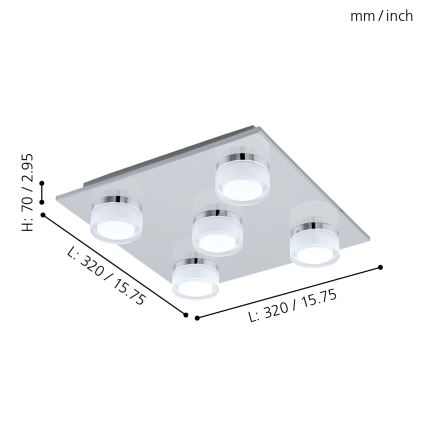 Eglo - LED Prigušiva plafonjera za kupatilo 5xLED/7,2W/ IP44