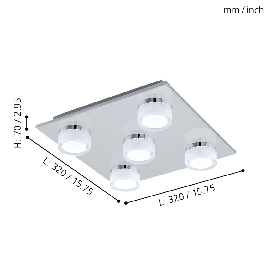 Eglo - LED Prigušiva plafonjera za kupatilo 5xLED/7,2W/ IP44