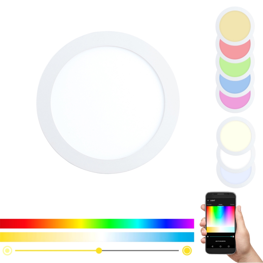 Eglo - LED RGBW prigušiva ugradna stropna svetiljka FUEVA-C LED/15,6W/230V prečnik 22,5 cm