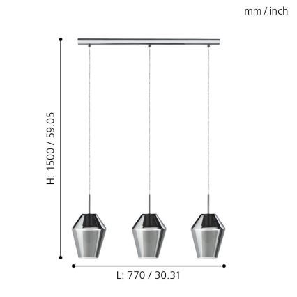 Eglo - Viseća lampa 3xE27/28W/230V