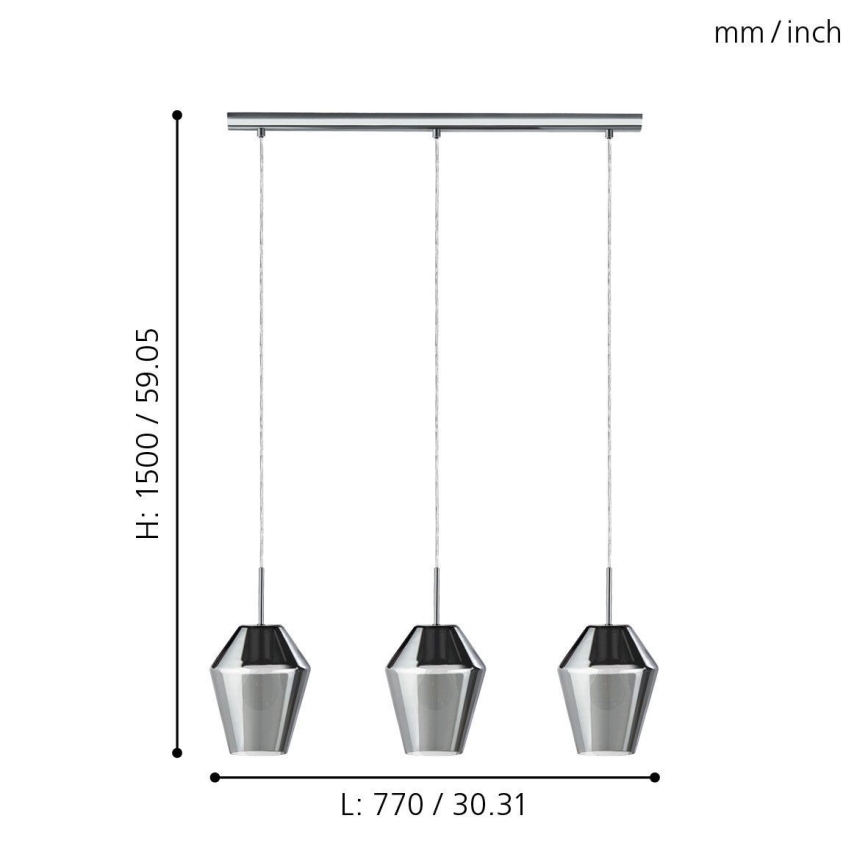 Eglo - Viseća lampa 3xE27/28W/230V