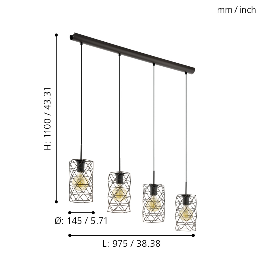Eglo - Viseća lampa 4xE27/60W/230V