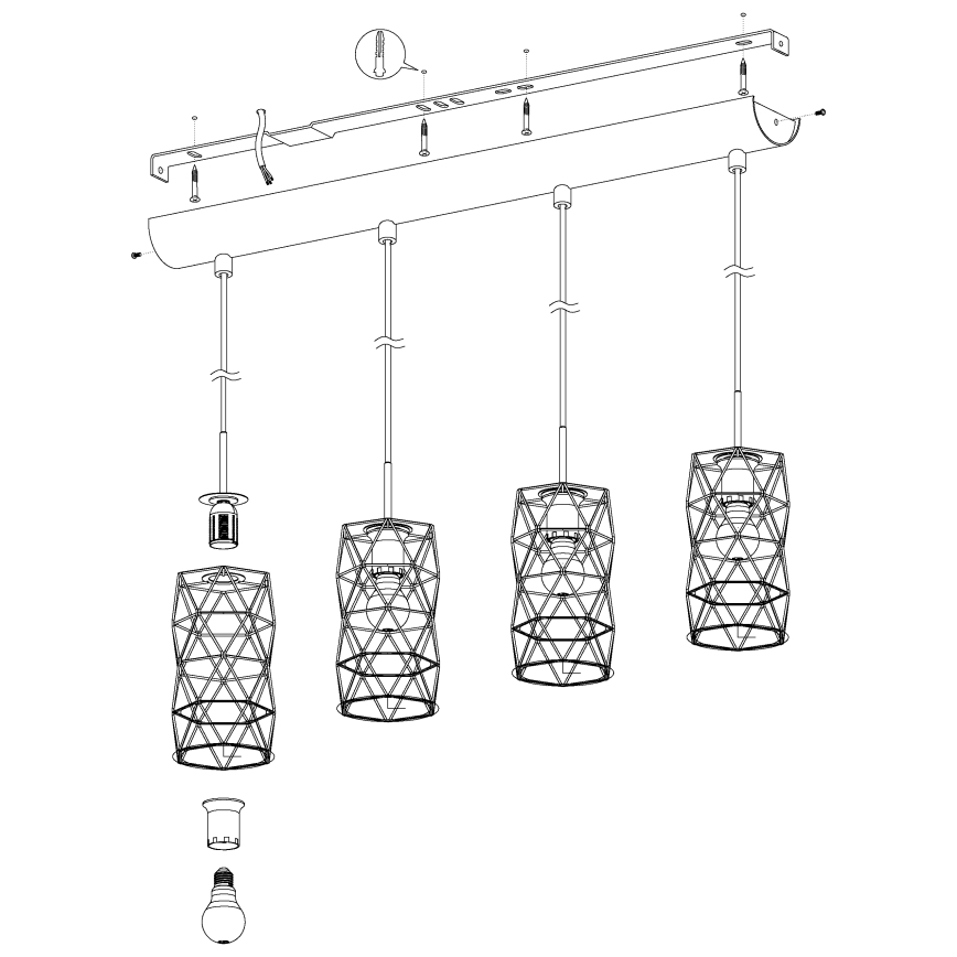 Eglo - Viseća lampa 4xE27/60W/230V