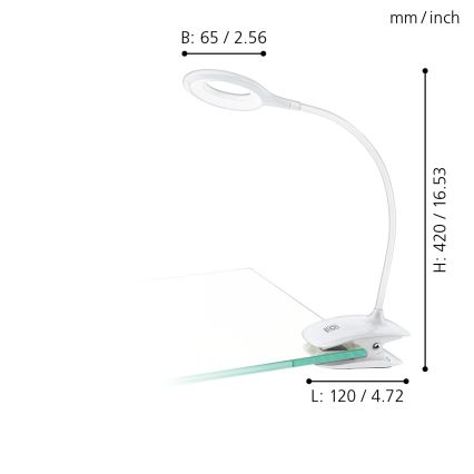 Eglo - LED Lampa sa kvačicom za prigušivanje 1xLED/3W/230V bela