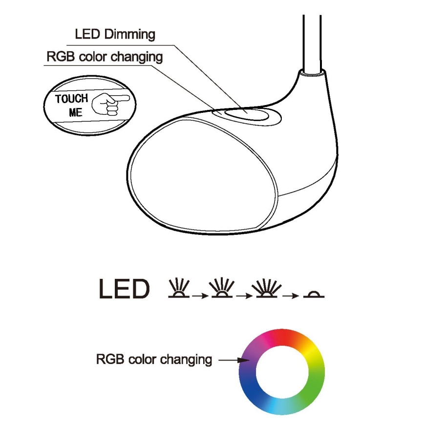 Eglo - LED stona lampa za prigušivanje 1xLED/2,2W+0,3W/230V RGB