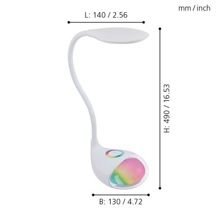 Eglo - LED stona lampa za prigušivanje 1xLED/2,2W+0,3W/230V RGB