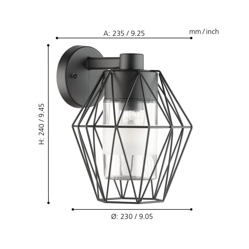 Eglo - Spoljašnja zidna lampa 1xE27/60W/230V IP44
