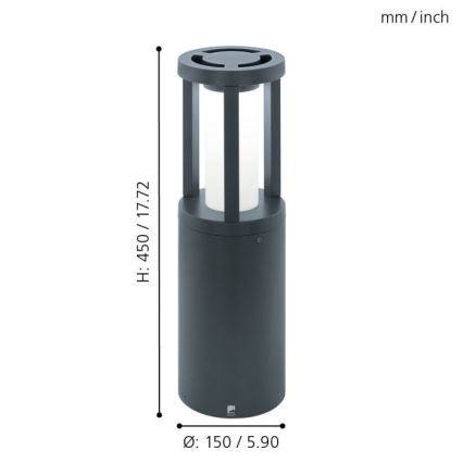 Eglo 97252 - LED Spoljna lampa GISOLA 1xLED/12W /230V IP44 450 mm 
