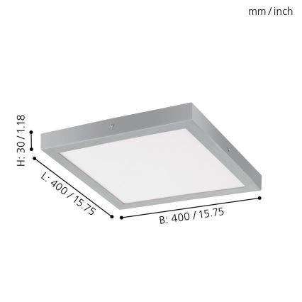 Eglo - LED Plafonjera 1xLED/25W/230V srebrno uglast