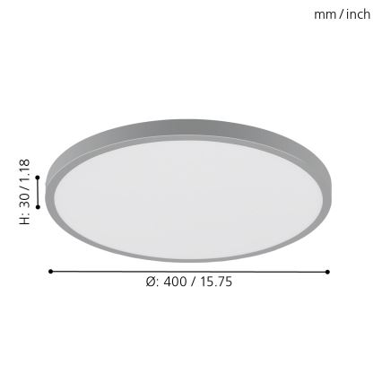 Eglo - LED Plafonjera 1xLED/25W/230V srebrno okrugli 4000K
