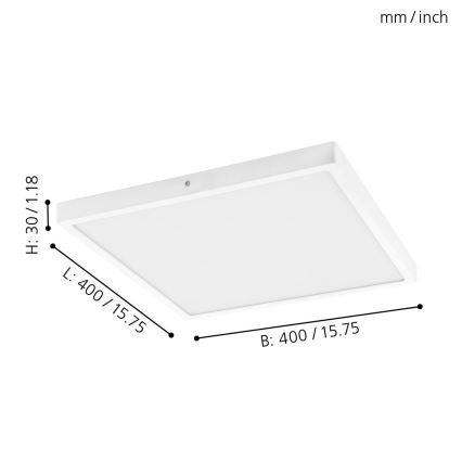 Eglo - LED Plafonjera 1xLED/25W/230V bela uglast 4000K