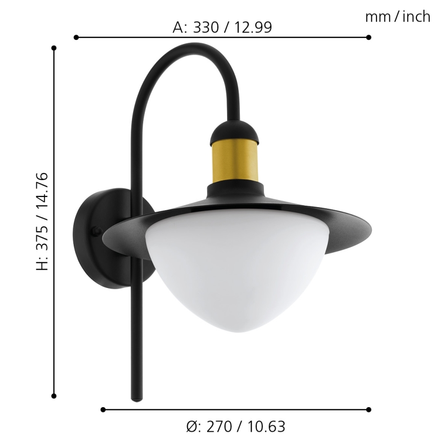 Eglo - Spoljašnja zidna lampa 1xE27/60W/230V IP44