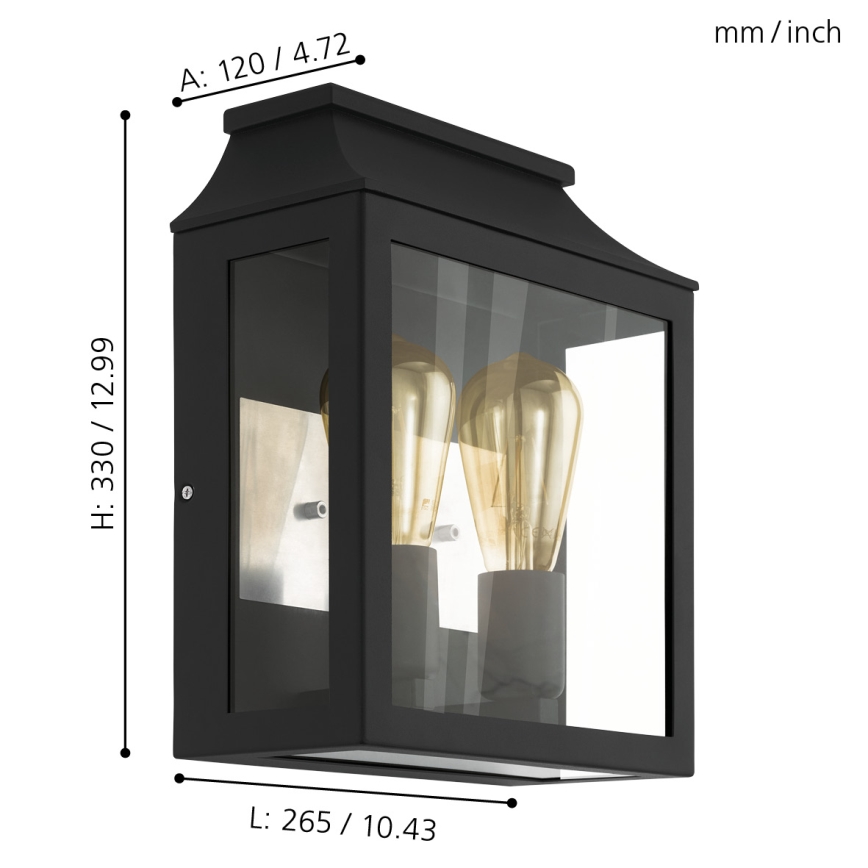Eglo - Spoljašnja zidna lampa 2xE27/60W/230V IP44