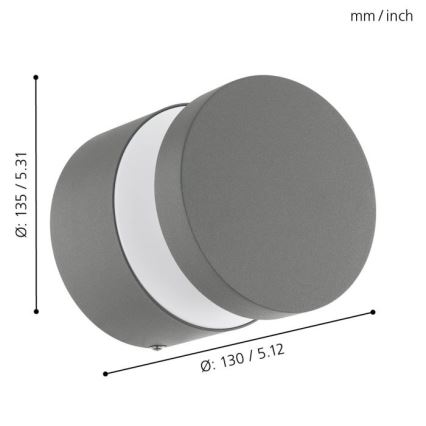 Eglo 97301 - LED Spoljna zidna lampa MELZO LED/11W/230V sivo IP44