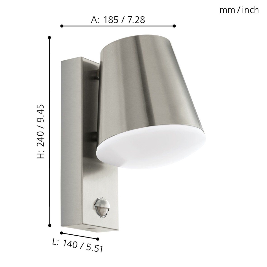 Eglo - Spoljašnja zidna lampa sa senzorom 1xE27/10W/230V IP44