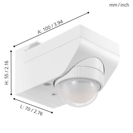 Eglo - Spoljašnji senzor pokreta 12 m bela IP44