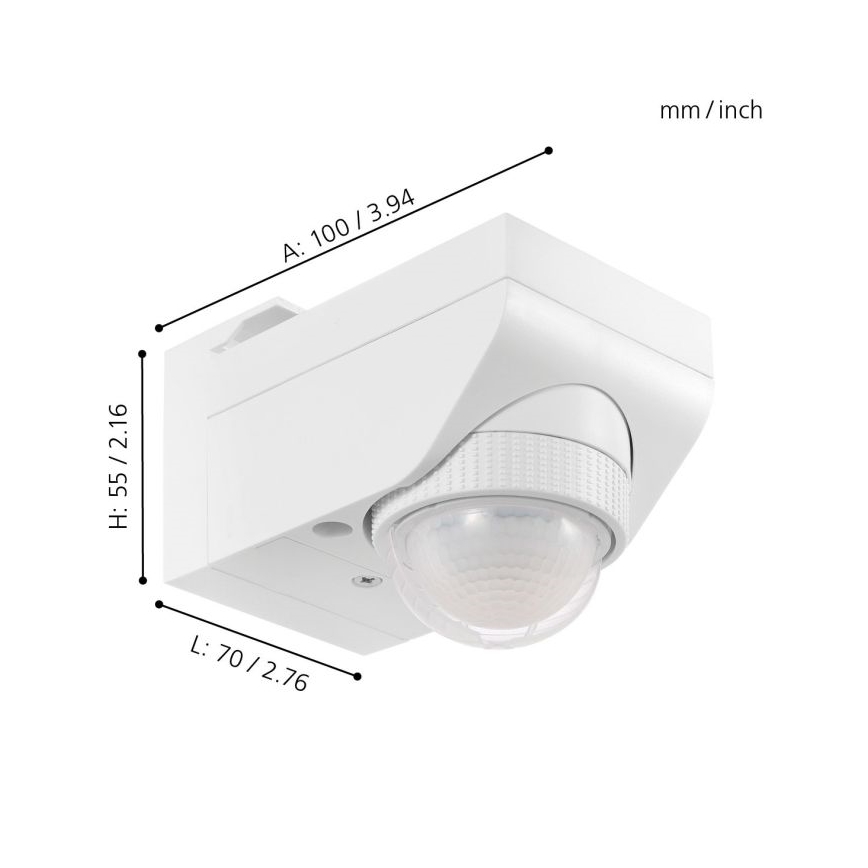 Eglo - Spoljašnji senzor pokreta 12 m bela IP44
