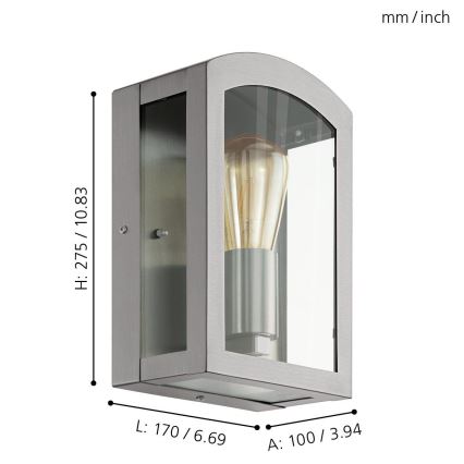 Eglo 97477 - Spoljašnja zidna lampa PARETTA 1xE27/60W/230V mat krom IP44