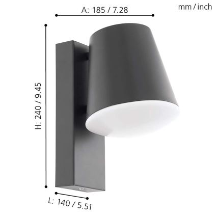 Eglo - LED prigušiva spoljno zidno svetlo CALDIERO-C 1xE27/9W/230V IP44